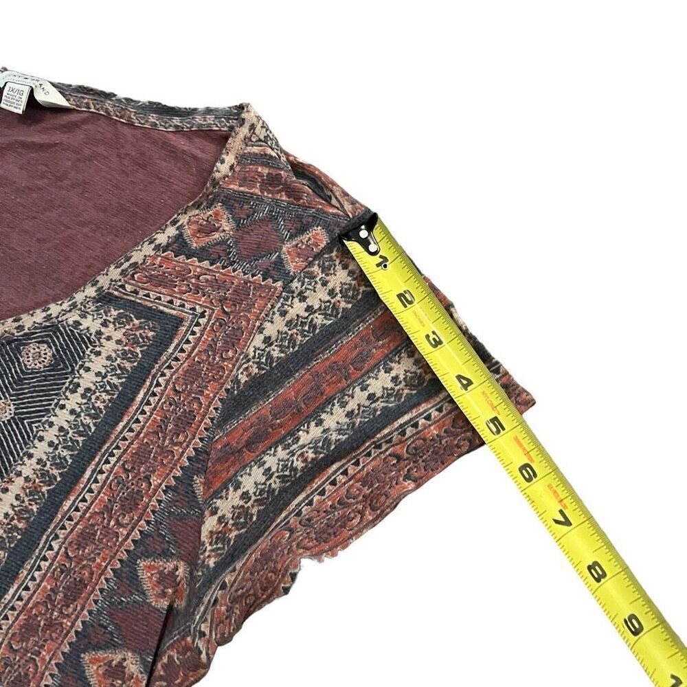 LUCKY BRAND Linen Blend Printed Short Sleeve Scoop Neck T-Shirt Size 1X - Picture 6 of 7